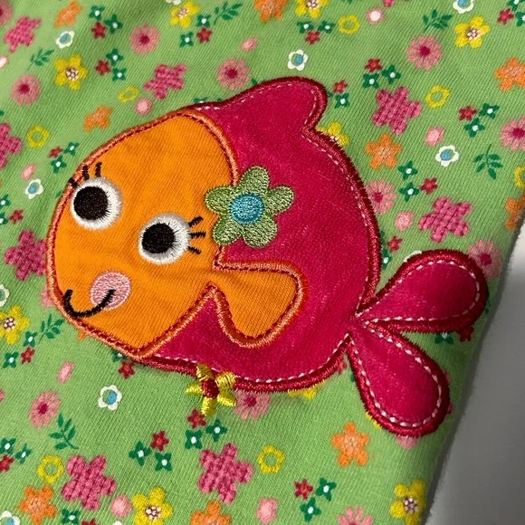 Jumping Beans Green Flower & Fish Romper - Picture 2 of 9